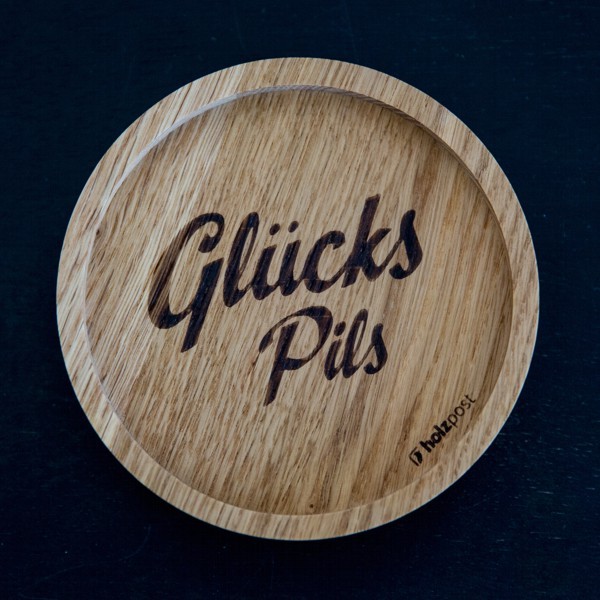 Holzpost Untersetzer Glücks Pils