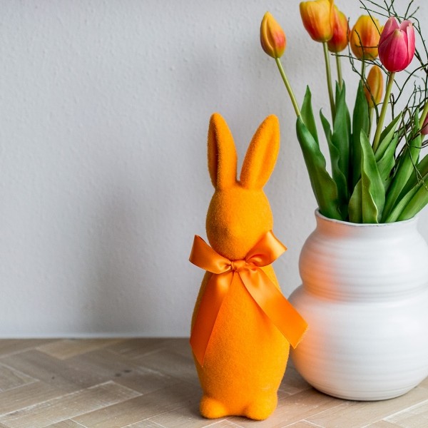 Hase orange beflockt 30 cm