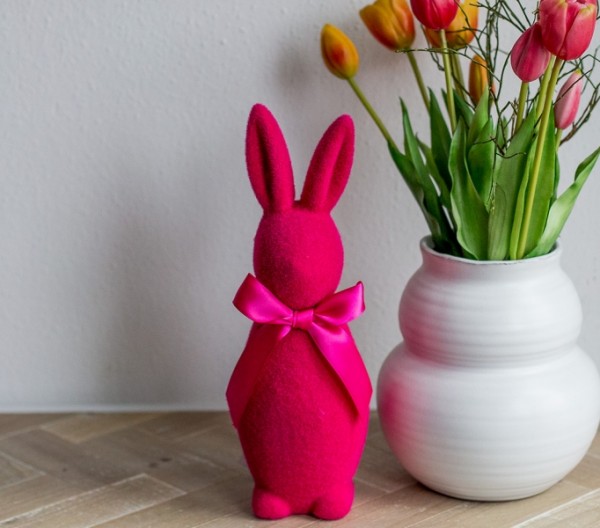 Hase pink beflockt 30 cm