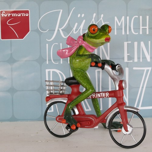 Formano Frosch Fahrrad rot Fahrradfahrer grün glänzend